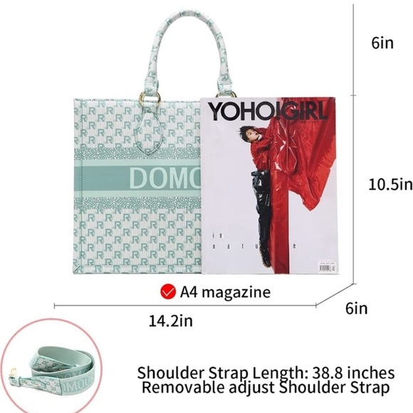 Domoor of Denmark Fesigner Monogram Tote Bag Vegan Leather NWT - Picture 4 of 5